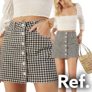 Reformation Bianca Skirt Mia Gingham Denim